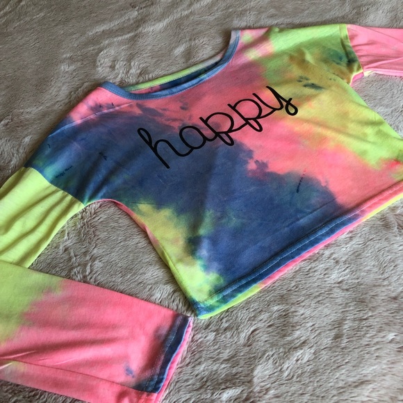Tops - 🌸 Happy Neon TieDye Crop Top